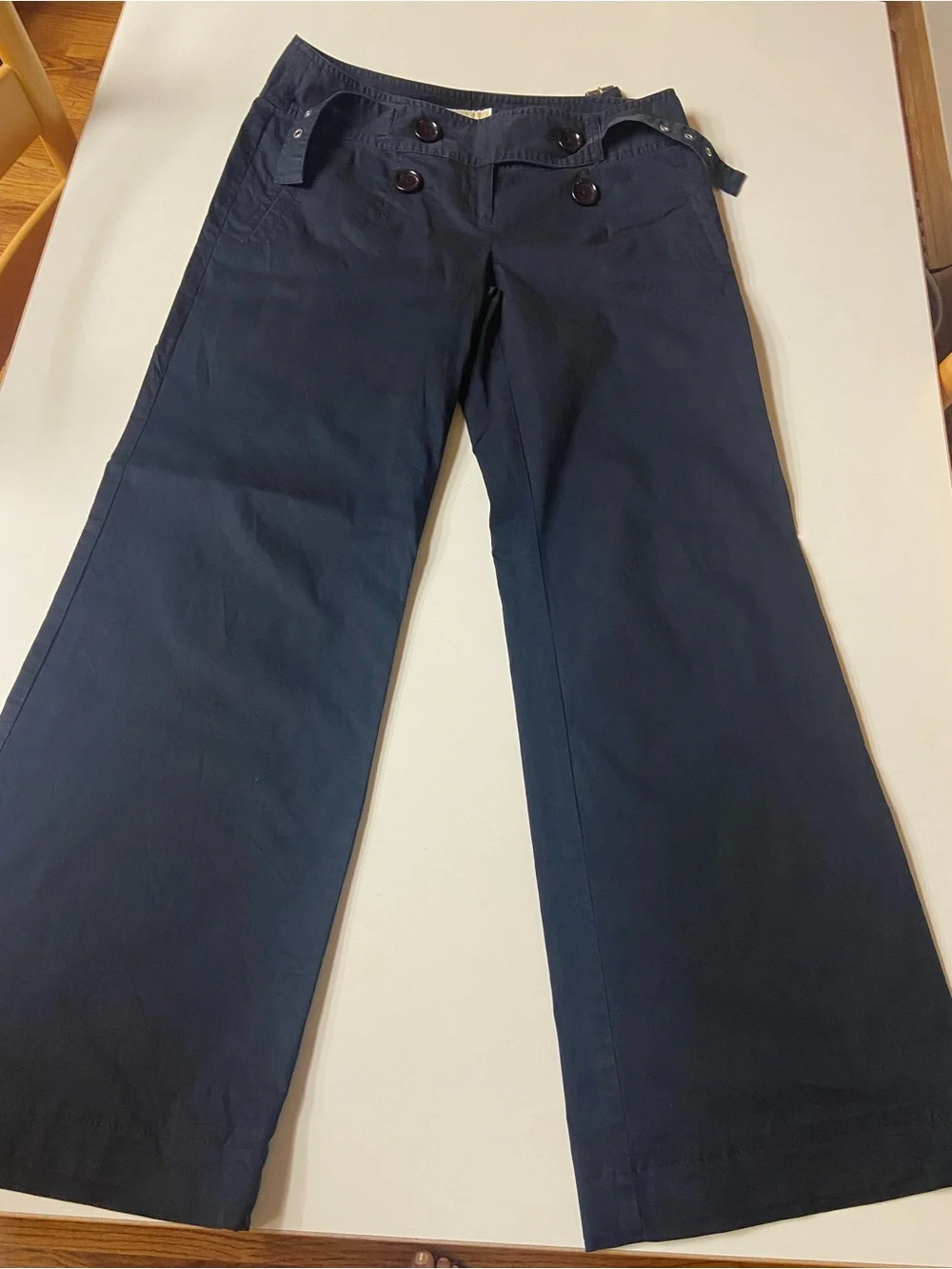 Michael Kors Y2K Navy Low-Rise Sailor Pants Front Buttons never worn womens sz 4